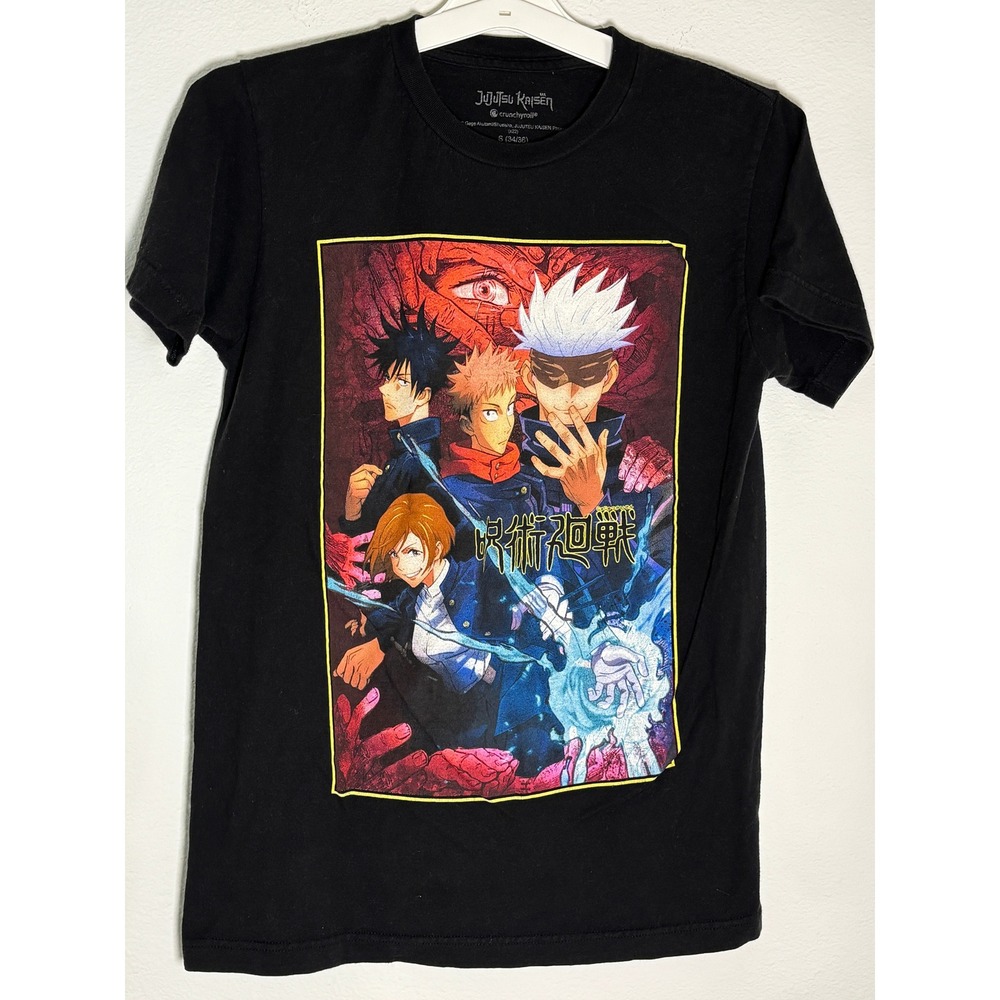 Jujutsu Kaisen Crunchyroll Anime Graphic T-Shirt‎ Black Mens Small Gojo Itadori
